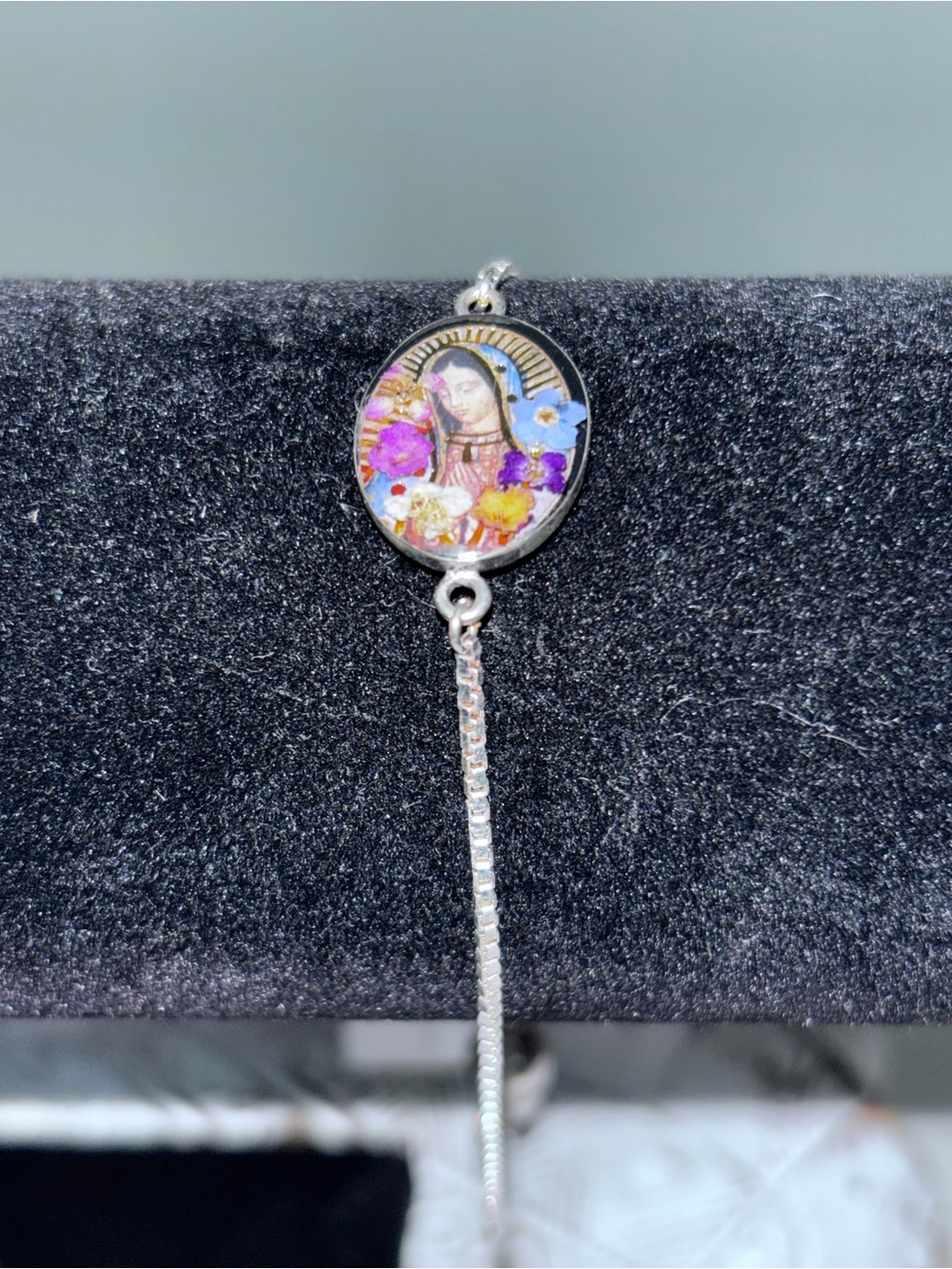 Seed & Sage Our Lady of Guadalupe Silver Tone Adjustable Bracelet NIB